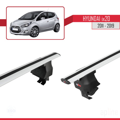 Compatibile con Hyundai ix20 (JC) 2011-2019 ACE-4 Barre portatutto per auto Portapacchi in alluminio grigio 2 barre