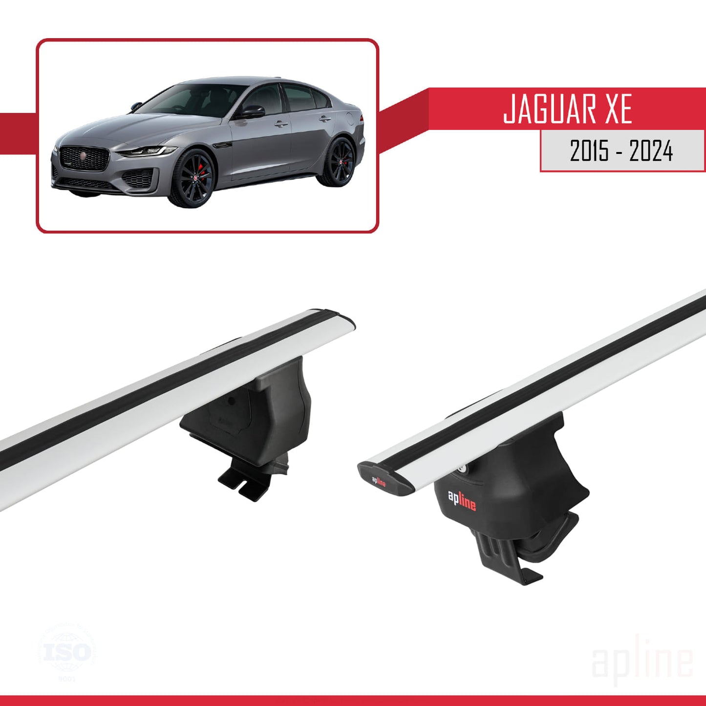 Compatibile con Jaguar XE (X760) 2015-2024 ACE-4 Barre Tetto Portapacchi Auto Barre Portatutto Grigo Alluminio 2 Barre