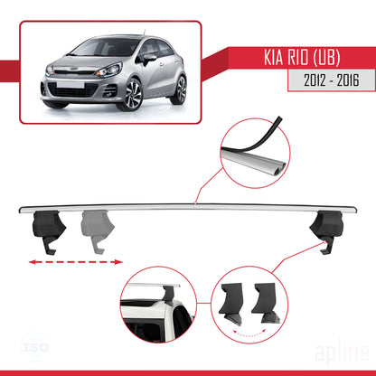 Compatible with Kia Rio 3 (UB) HB 2012-2016 ACE-4 Car Roof Rack Cross Bar Grey Aluminium 2 Bars