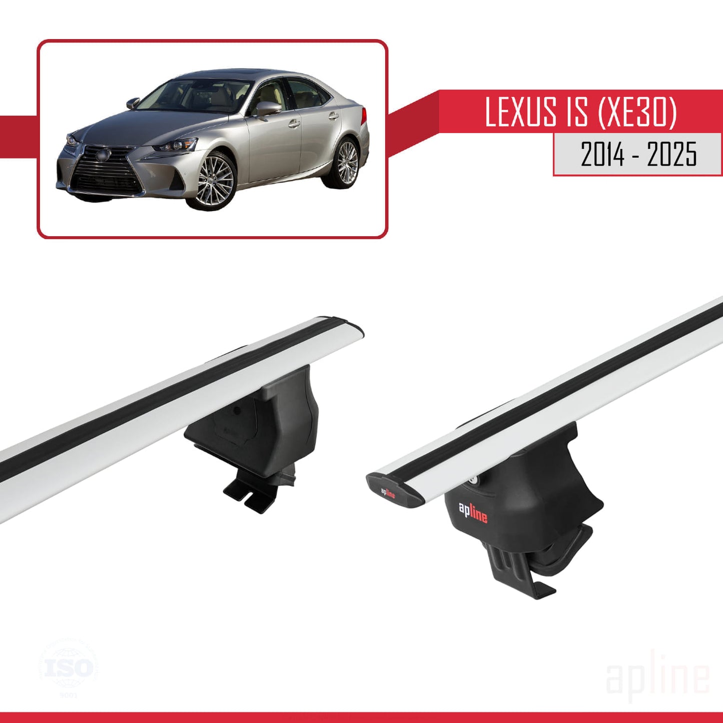 Compatible avec Lexus IS 3 (XE30) 2014-2025 ACE-4 Barres de Toit Railing Porte-Bagages de Voiture Gris Aluminium 2 Barres