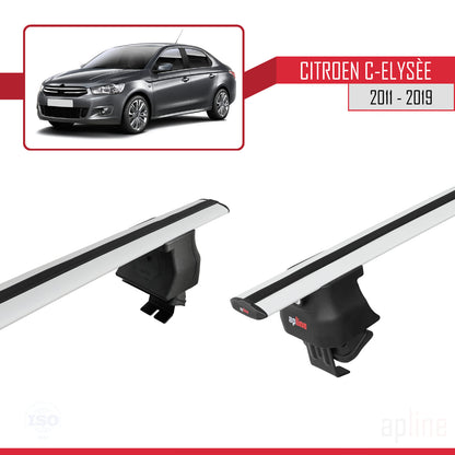 Kompatibel mit Citroen C-Elysee 2011-2019 ACE-4 Dachgepäckträger, Reling, Gepäckträger, graues Aluminium, 2 Stangen