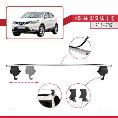 Compatible with Nissan Qashqai 2 (J11) Pre-Facelift 2014-2017 ACE-4 Car Roof Rack Cross Bar Grey Aluminium 2 Bars