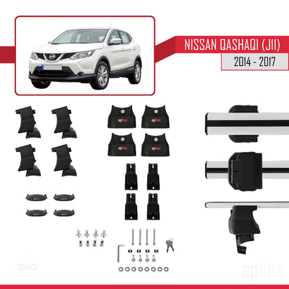Compatible with Nissan Qashqai 2 (J11) Pre-Facelift 2014-2017 ACE-4 Car Roof Rack Cross Bar Grey Aluminium 2 Bars