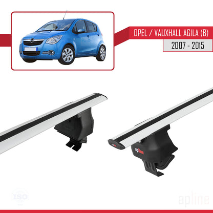 Compatible with Opel/Vauxhall Agila (B) 2007-2015 ACE-4 Car Roof Rack Cross Bar Grey Aluminium 2 Bars