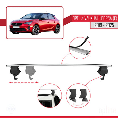Compatible with Opel/Vauxhall Corsa F 2019-2025 ACE-4 Car Roof Rack Cross Bar Grey Aluminium 2 Bars