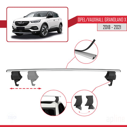 Compatible with Opel Grandland X 2018-2021 ACE-4 Car Roof Rack Cross Bar Grey Aluminium 2 Bars