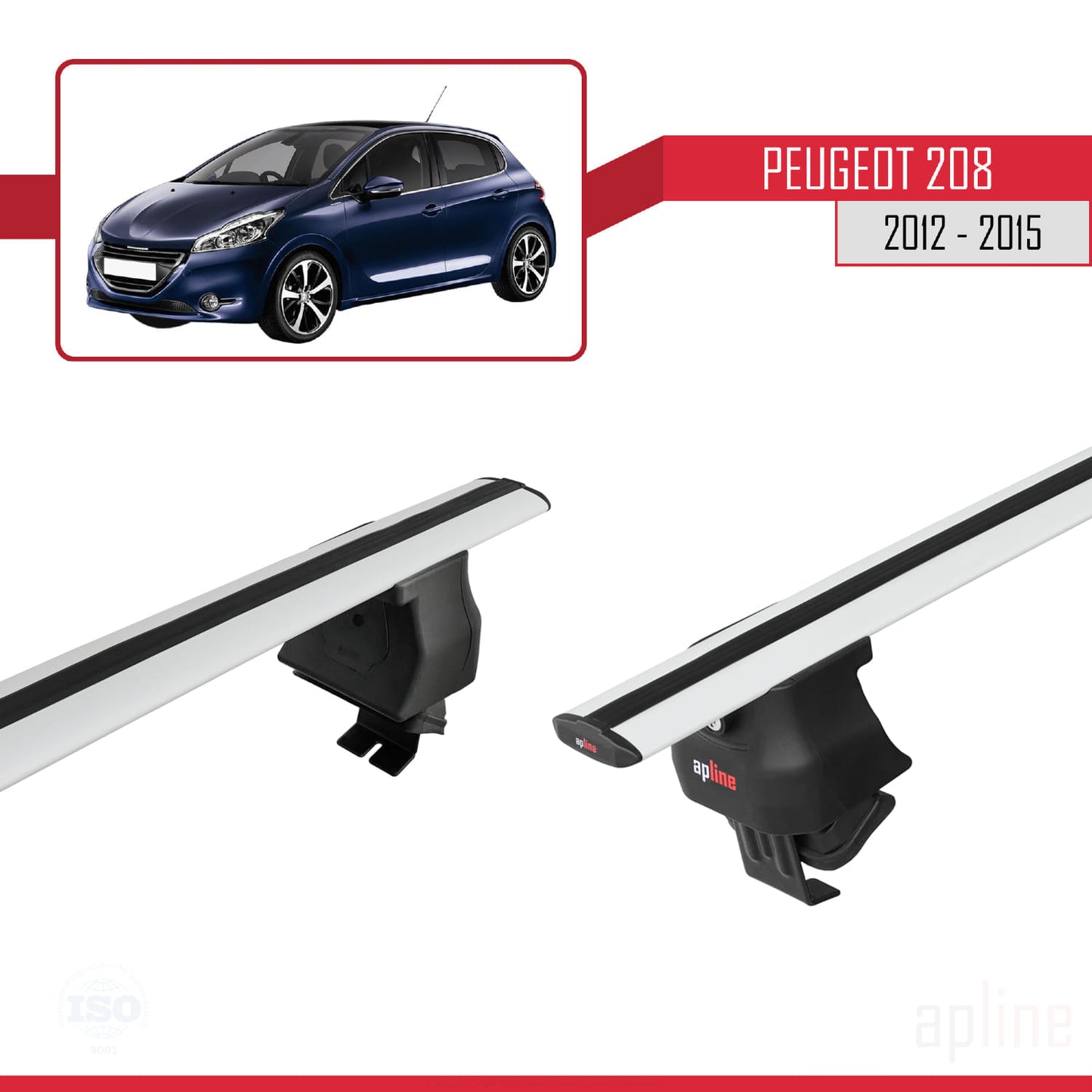 Compatible avec Peugeot 208 (A9) Pre-Facelift 2012-2015 ACE-4 Barres de Toit Railing Porte-Bagages de Voiture Gris Aluminium 2 Barres