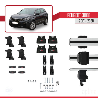 Compatible avec Peugeot 3008 II (P84) Pre-Facelift 2017-2020 ACE-4 Barres de Toit Railing Porte-Bagages de Voiture Gris Aluminium 2 Barres