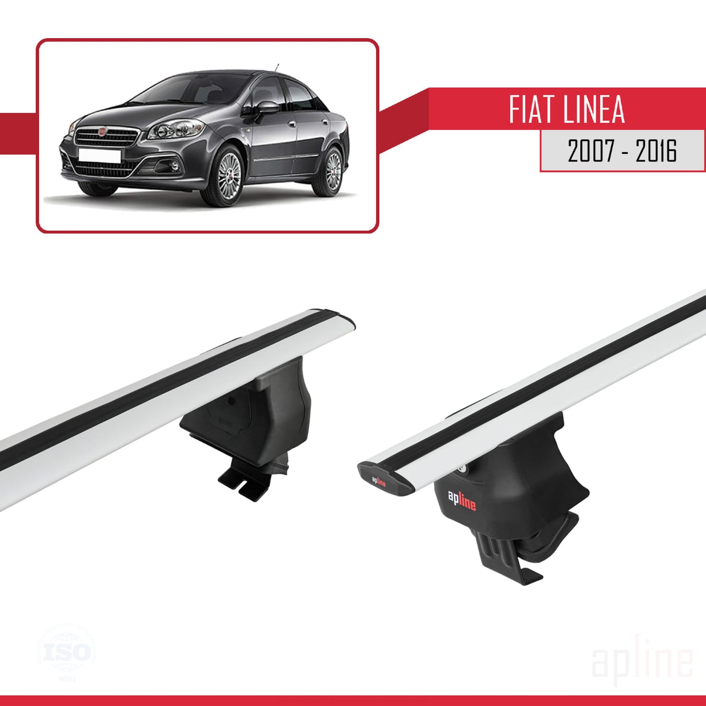 Compatibile con Fiat Linea (323) 2007-2016 ACE-4 Barre portatutto per auto Portapacchi Alluminio Grigio 2 Barre