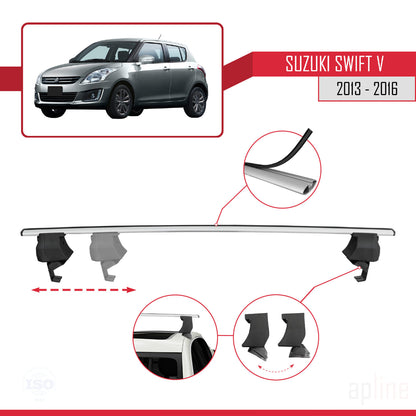 Compatible with Suzuki Swift 2 Post-Facelift 2013-2016 ACE-4 Car Roof Rack Cross Bar Grey Aluminium 2 Bars