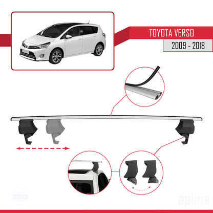 Compatible avec Toyota Verso (AR20) 2009-2018 ACE-4 Barres de Toit Railing Porte-Bagages de Voiture Gris Aluminium 2 Barres