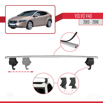 Compatible avec Volvo V40 Pre-Facelift 2013-2016 ACE-4 Barres de Toit Railing Porte-Bagages de Voiture Gris Aluminium 2 Barres