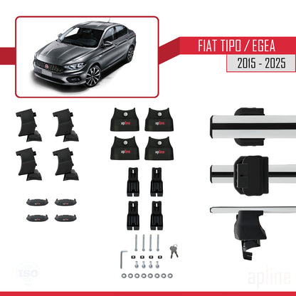 Compatibile con Fiat Egea Sedan 2015-2025 ACE-4 Barre Portatutto Portapacchi Auto Alluminio Grigio 2 Barre