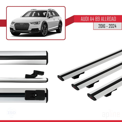 Compatibile con A4 (B9) Allroad 2016-2024 modello BASIC Barre portatutto per auto Portapacchi in alluminio grigio 3 barre
