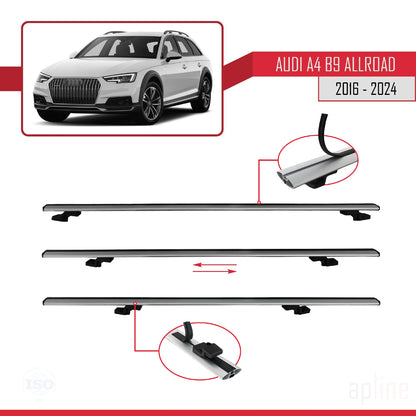 Compatibile con A4 (B9) Allroad 2016-2024 modello BASIC Barre portatutto per auto Portapacchi in alluminio grigio 3 barre