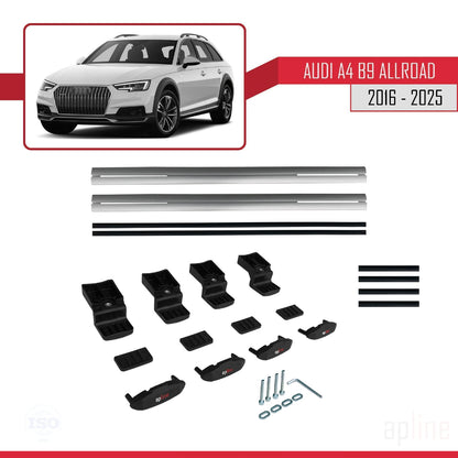 Compatibile con A4 (B9) Allroad 2016-2025 modello BASIC Barre portatutto per auto Portapacchi in alluminio grigio 2 barre