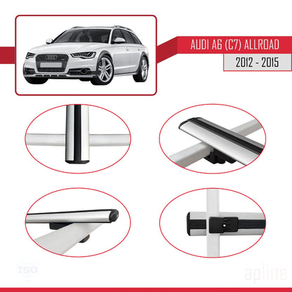 Compatibile con A6 (C7) Allroad 2012-2015 modello BASIC Barre portatutto per auto Portapacchi in alluminio grigio 2 barre