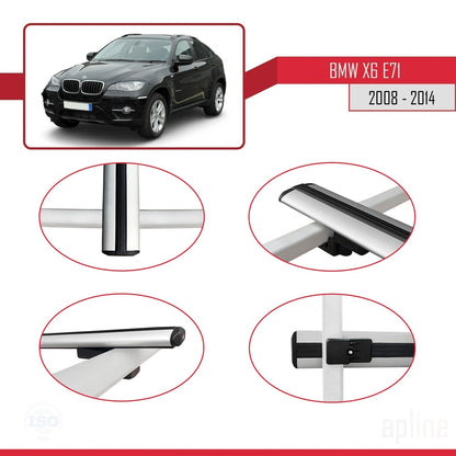 Compatibile con BMW X6 (E71) 2008-2014 modello BASIC Barre portatutto per auto Portapacchi in alluminio grigio 2 barre