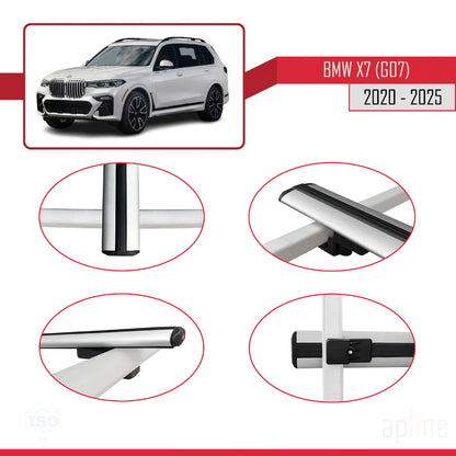 Compatibile con BMW X7 (G07) ​​2020-2025 modello BASIC Barre portatutto per auto Portapacchi in alluminio grigio 2 barre