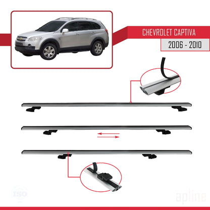 Compatibile con Chevrolet Captiva 2006-2010 modello BASIC Barre portatutto per auto Portapacchi in alluminio grigio 2 barre