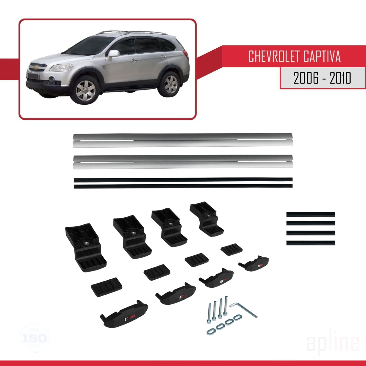 Compatibile con Chevrolet Captiva 2006-2010 modello BASIC Barre portatutto per auto Portapacchi in alluminio grigio 2 barre