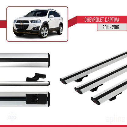 Compatibile con Chevrolet Captiva 2011-2015 modello BASIC Barre portatutto per auto Portapacchi in alluminio grigio 3 barre