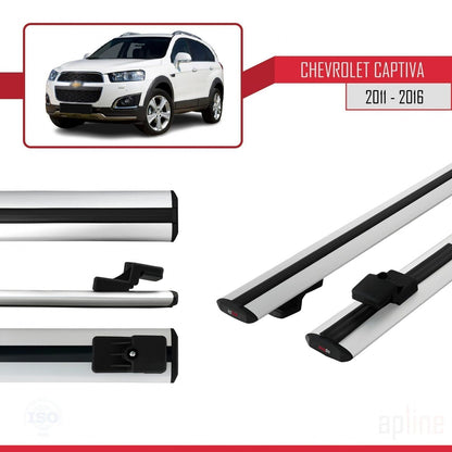 Compatibile con Chevrolet Captiva 2011-2015 modello BASIC Barre portatutto per auto Portapacchi in alluminio grigio 2 barre