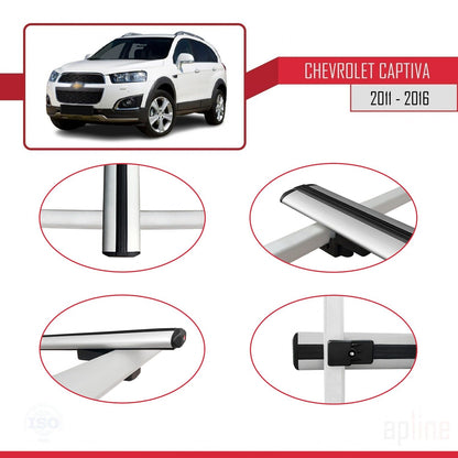 Compatibile con Chevrolet Captiva 2011-2015 modello BASIC Barre portatutto per auto Portapacchi in alluminio grigio 2 barre