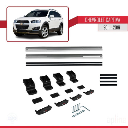 Compatibile con Chevrolet Captiva 2011-2015 modello BASIC Barre portatutto per auto Portapacchi in alluminio grigio 2 barre