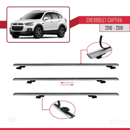 Compatibile con Chevrolet Captiva 2016-2018 modello BASIC Barre portatutto per auto Portapacchi in alluminio grigio 3 barre