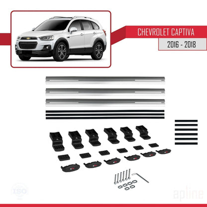 Compatibile con Chevrolet Captiva 2016-2018 modello BASIC Barre portatutto per auto Portapacchi in alluminio grigio 3 barre
