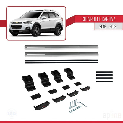 Compatibile con Chevrolet Captiva 2016-2018 modello BASIC Barre portatutto per auto Portapacchi in alluminio grigio 2 barre