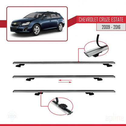 Compatibile con Chevrolet Cruze (J300) modello BASIC 2009-2016 Barre portatutto per auto Portapacchi in alluminio grigio 2 barre