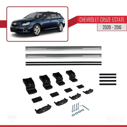 Compatibile con Chevrolet Cruze (J300) modello BASIC 2009-2016 Barre portatutto per auto Portapacchi in alluminio grigio 2 barre