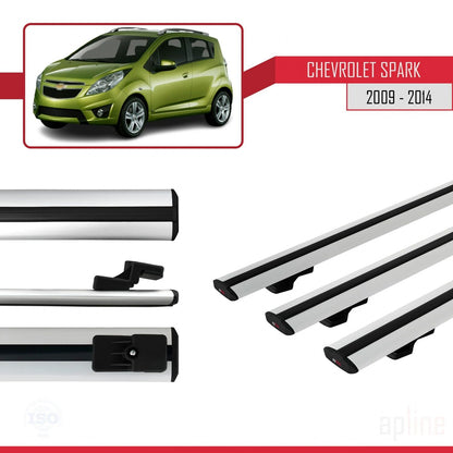 Compatibile con Chevrolet Spark (M300) modello BASIC 2009-2014 Portapacchi per auto in alluminio grigio 3 barre