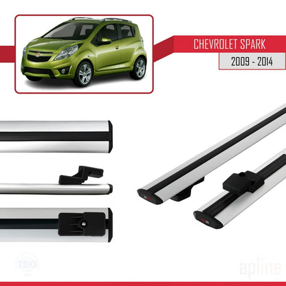 Compatibile con Chevrolet Spark (M300) modello BASIC 2009-2014 Barre portatutto per auto Portapacchi in alluminio grigio 2 barre