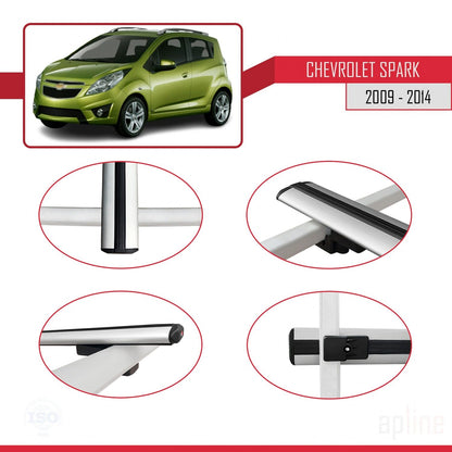 Compatibile con Chevrolet Spark (M300) modello BASIC 2009-2014 Barre portatutto per auto Portapacchi in alluminio grigio 2 barre