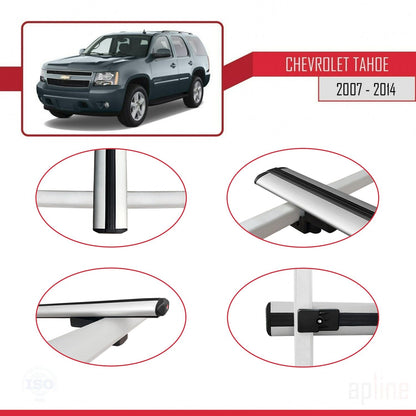 Compatibile con Chevrolet Tahoe 3 modello BASIC 2007-2014 Barre portatutto per auto Portapacchi in alluminio grigio 2 barre