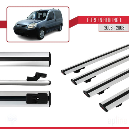 Compatibile con Citroen Berlingo (M59) 2003-2008 modello BASIC Barre portatutto per auto Portapacchi in alluminio grigio 4 barre