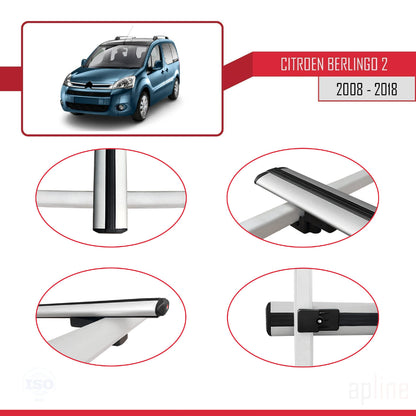 Compatibile con Citroen Berlingo 2 (B9) 2008-2018 modello BASIC Barre portatutto per auto Portapacchi in alluminio grigio 4 barre