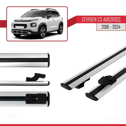 Compatibile con Citroen C3 Aircross (A88) 2018-2024 modello BASIC Barre portatutto per auto Portapacchi in alluminio grigio 2 barre