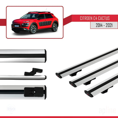 Compatibile con Citroen C4 Cactus 2014-2021 modello BASIC Barre portatutto per auto Portapacchi in alluminio grigio 3 barre