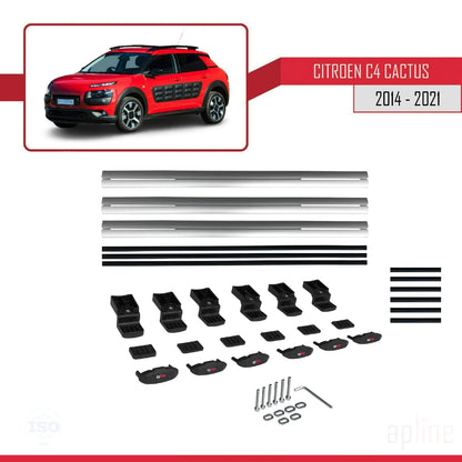 Compatibile con Citroen C4 Cactus 2014-2021 modello BASIC Barre portatutto per auto Portapacchi in alluminio grigio 3 barre