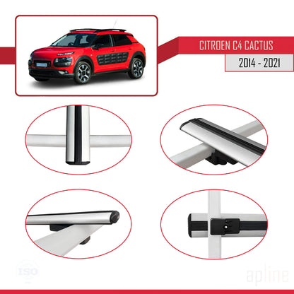 Compatibile con Citroen C4 Cactus 2014-2021 modello BASIC Barre portatutto per auto Portapacchi in alluminio grigio 2 barre
