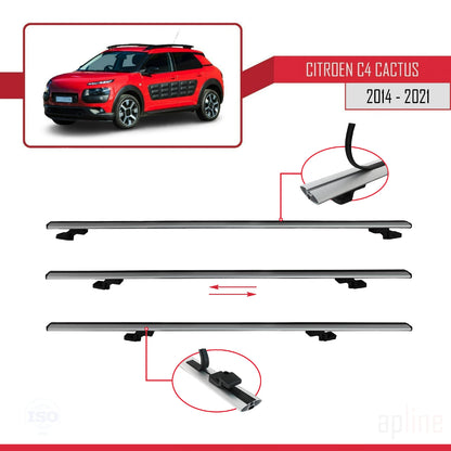Compatibile con Citroen C4 Cactus 2014-2021 modello BASIC Barre portatutto per auto Portapacchi in alluminio grigio 2 barre
