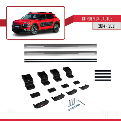 Compatibile con Citroen C4 Cactus 2014-2021 modello BASIC Barre portatutto per auto Portapacchi in alluminio grigio 2 barre