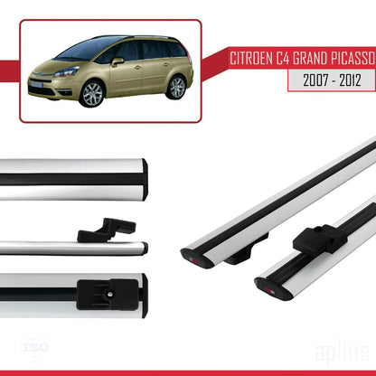 Compatibile con Citroen Grand C4 Picasso 2007-2012 modello BASIC Barre portatutto per auto Portapacchi in alluminio grigio 2 barre