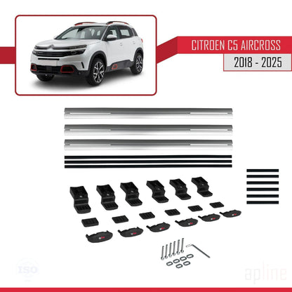 Compatibile con Citroen C5 Aircross 2018-2025 modello BASIC Barre portatutto per auto Portapacchi in alluminio grigio 3 barre