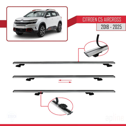 Compatibile con Citroen C5 Aircross 2018-2025 modello BASIC Barre portatutto per auto Portapacchi in alluminio grigio 2 barre