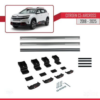 Compatibile con Citroen C5 Aircross 2018-2025 modello BASIC Barre portatutto per auto Portapacchi in alluminio grigio 2 barre